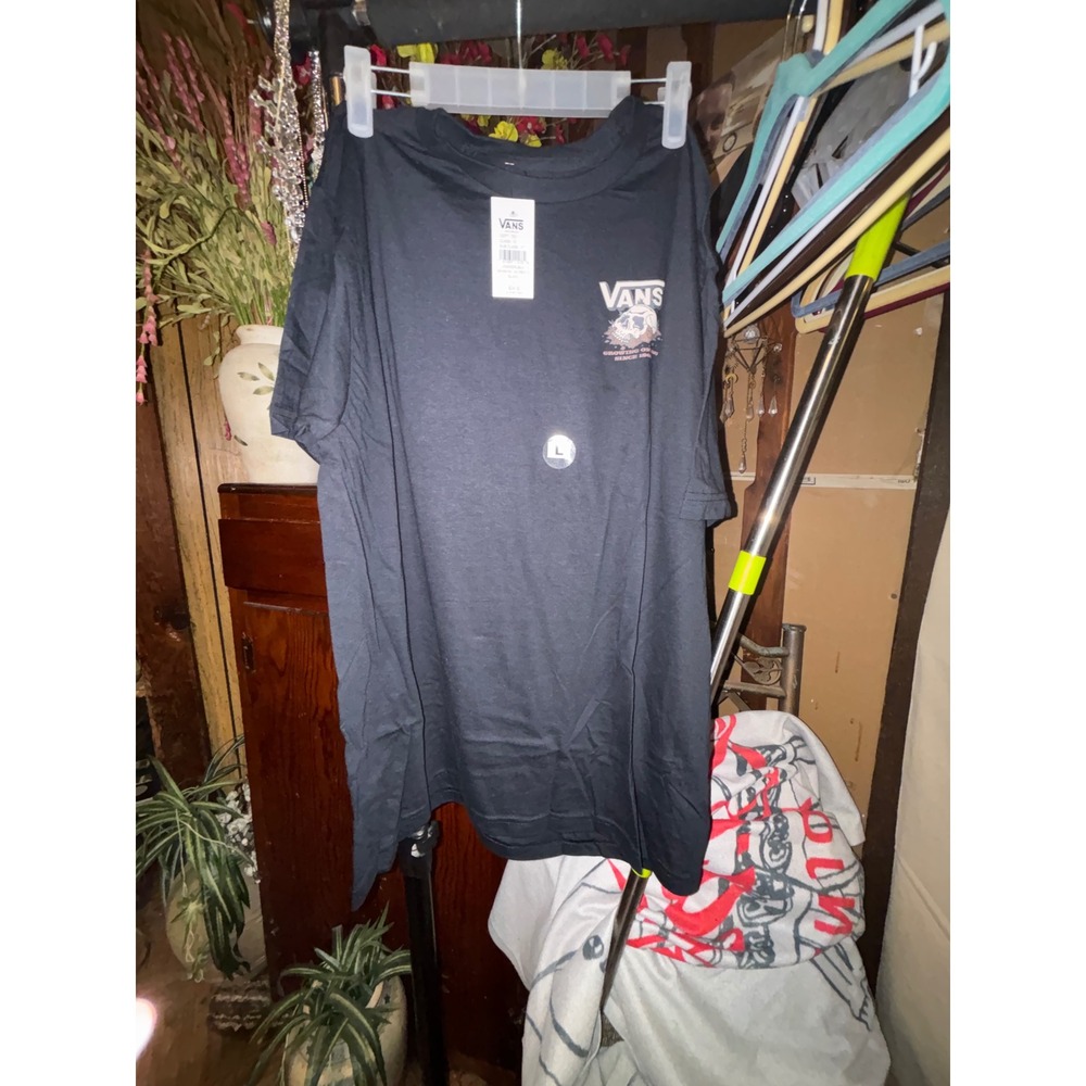 Vans Growing On You Black Graphic T-Shirt Skull Flower Off The Wall